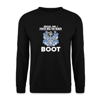 Motorboot Kapitän Boot - Regel - Unisex Pullover - Schwarz - Vorne - Alina (178cm) & Michal (187cm)