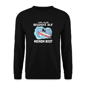 Urlaub Motorboot Kapitän Bootsführerschein - Unisex Pullover - Schwarz - Vorne - Alina (178cm) & Michal (187cm)