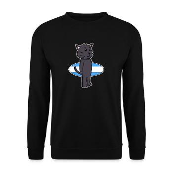 Surfboard Katze Bombay Surfen Geschenk - Unisex Pullover - Schwarz - Vorne - Alina (178cm) & Michal (187cm)