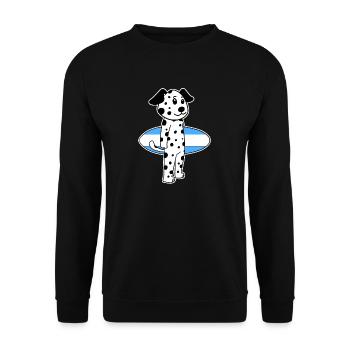 Surfboard Dog Dalmatian Surfing Gift - Unisex Sweatshirt - black - Front - Alina (178cm) & Michal (187cm)