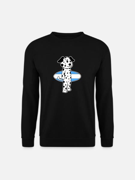 Surfboard Dog Dalmatian Surfing Gift - Unisex Sweatshirt - black