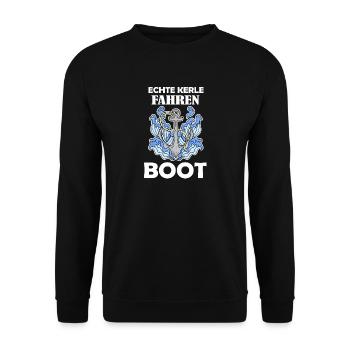 Motorboot Kapitän Bootsführerschein - Unisex Pullover - Schwarz - Vorne - Alina (178cm) & Michal (187cm)