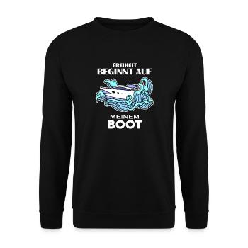 Motorboot Kapitän Boot Boote Seefahrt Geschenk - Unisex Pullover - Schwarz - Vorne - Alina (178cm) & Michal (187cm)