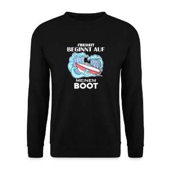 Motorboot Kapitän Boot Geschenk - Unisex Pullover - Schwarz - Vorne - Alina (178cm) & Michal (187cm)