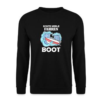 Boote Motorboot Kapitän Boot Seefahrt Geschenk - Unisex Pullover - Schwarz - Vorne - Alina (178cm) & Michal (187cm)