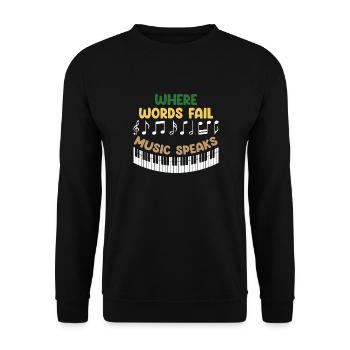 Musikdesign mit motivierenden Botschaften - Unisex Pullover - Schwarz - Vorne - Alina (178cm) & Michal (187cm)