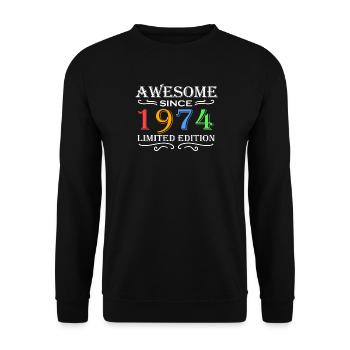 1974 - Jahrgang 1974 - Fantastisch seit 1974 - Unisex Pullover - Schwarz - Vorne - Alina (178cm) & Michal (187cm)