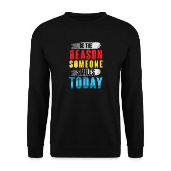 Motivierendes Spruchdesign in bunten Farben - Unisex Pullover - Schwarz - Vorne - Alina (178cm) & Michal (187cm)