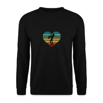 Ich liebe Saxophon und Saxophonistin - Unisex Pullover - Schwarz - Vorne - Alina (178cm) & Michal (187cm)
