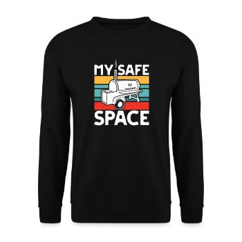 Mein Sicherer Grillplatz - Unisex Pullover - Schwarz - Vorne - Alina (178cm) & Michal (187cm)