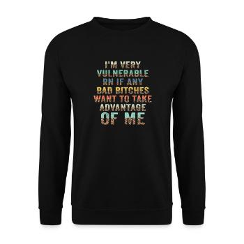 I'm Very Vulnerable RN - Unisex Sweatshirt - black - Front - Alina (178cm) & Michal (187cm)