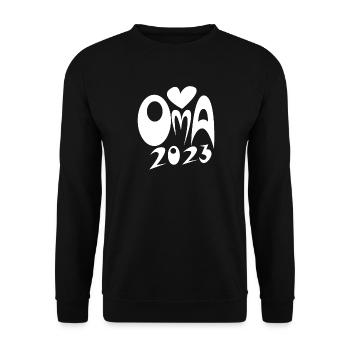 Oma 2023 - Werdende Oma 2023 Schwanger - Unisex Pullover - Schwarz - Vorne - Alina (178cm) & Michal (187cm)