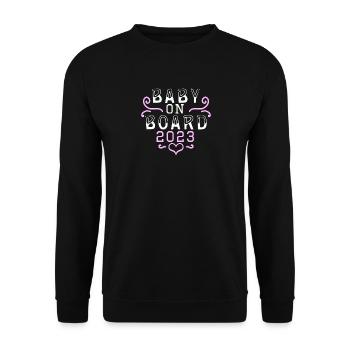 Bébé 2023Fille enceinte 2023 Grossesse - Sweat-shirt Unisexe - noir - Devant - Alina (178cm) & Michal (187cm)