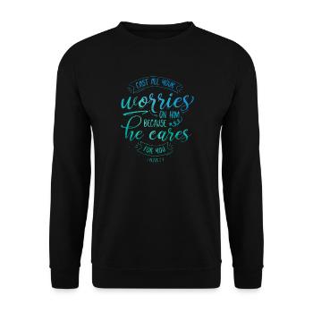 Jetez tous vos soucis sur lui - Sweat-shirt Unisexe - noir - Devant - Alina (178cm) & Michal (187cm)