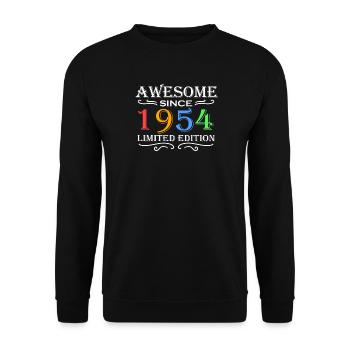 1954 - Jahrgang 1954 - Fantastisch seit 1954 - Unisex Pullover - Schwarz - Vorne - Alina (178cm) & Michal (187cm)