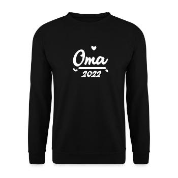 Oma 2023 Schwangerschaft verkünden - Unisex Pullover - Schwarz - Vorne - Alina (178cm) & Michal (187cm)
