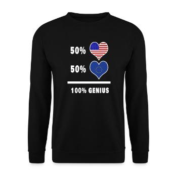 USA und Europa genial Flaggen Design - Unisex Pullover - Schwarz - Vorne - Alina (178cm) & Michal (187cm)