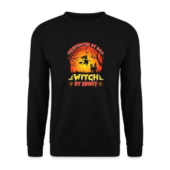 Pompier le jour, sorcière la nuit - Sweat-shirt Unisexe - noir - Devant - Alina (178cm) & Michal (187cm)