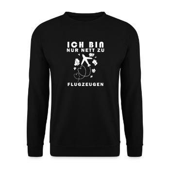 Modellflug Pilot Modellbau Flugzeug Modellbauer - Unisex Pullover - Schwarz - Vorne - Alina (178cm) & Michal (187cm)