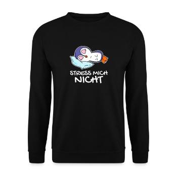 Pinguin schlafen Spruch lustig Faul - Unisex Pullover - Schwarz - Vorne - Alina (178cm) & Michal (187cm)