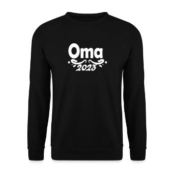 Oma 2023 Schwangerschaft verkünden - Unisex Pullover - Schwarz - Vorne - Alina (178cm) & Michal (187cm)