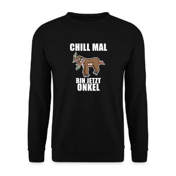 Neffe Onkel Geschenk - Werdender Onkel - Unisex Pullover - Schwarz - Vorne - Alina (178cm) & Michal (187cm)