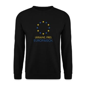 UKRAINE FREE EUROPEAN - Soutenez l'Europe du futur - Sweat-shirt Unisexe - noir - Devant - Alina (178cm) & Michal (187cm)