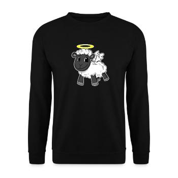 Schaf Engel - Unisex Pullover - Schwarz - Vorne - Alina (178cm) & Michal (187cm)