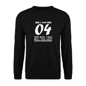 Je suis 4 – cadeau de 4ème anniversaire - Sweat-shirt Unisexe - noir - Devant - Alina (178cm) & Michal (187cm)