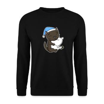 Katze Katzenrasse Havana - Unisex Pullover - Schwarz - Vorne - Alina (178cm) & Michal (187cm)