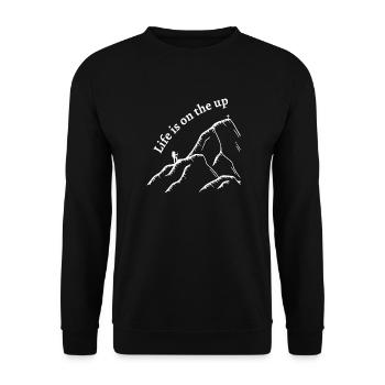 Life is on the up - Mountains - Unisex Pullover - Schwarz - Vorne - Alina (178cm) & Michal (187cm)