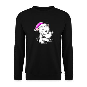 Katze Katzenrasse American Bobtail - Unisex Pullover - Schwarz - Vorne - Alina (178cm) & Michal (187cm)