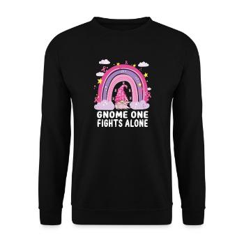 Gnome One Fights Pink Breast Cancer Alone - Unisex Sweatshirt - black - Front - Alina (178cm) & Michal (187cm)
