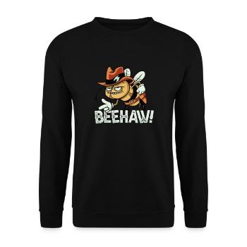 Beehaw Biene Mit Cowboyhut Yeehaw - Unisex Pullover - Schwarz - Vorne - Alina (178cm) & Michal (187cm)