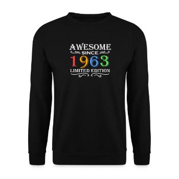 1963 - Jahrgang 1963 - Unisex Pullover - Schwarz - Vorne - Alina (178cm) & Michal (187cm)