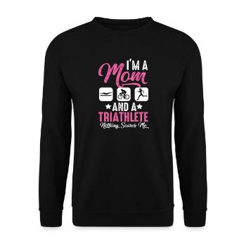 Ich Bin Eine Mutter Und Ein Triathlet - Unisex Pullover - Schwarz - Vorne - Alina (178cm) & Michal (187cm)
