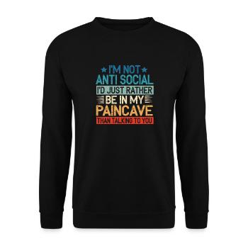 I'm Not Antisocial Paincave Triathlon - Unisex Sweatshirt - black - Front - Alina (178cm) & Michal (187cm)