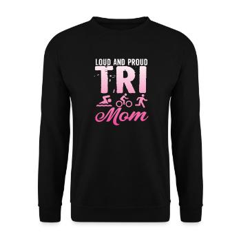 Loud And Proud Tri Mom Triathlete - Unisex Sweatshirt - black - Front - Alina (178cm) & Michal (187cm)
