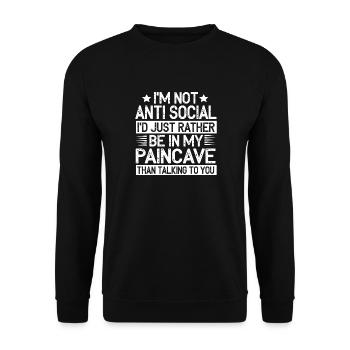 I'm Not Antisocial Paincave Triathlon - Unisex Sweatshirt - black - Front - Alina (178cm) & Michal (187cm)