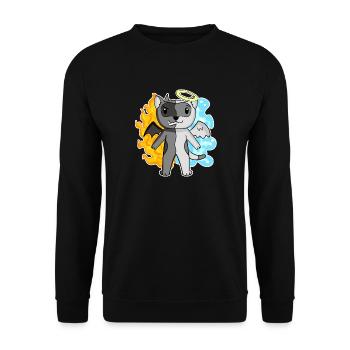 Cat Cat Breed Burma - Angel and Devil - Unisex Sweatshirt - black - Front - Alina (178cm) & Michal (187cm)