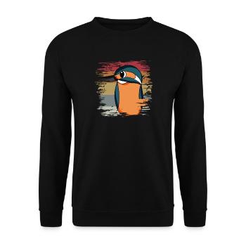 Kingfisher Blue Bird Rétro - Sweat-shirt Unisexe - noir - Devant - Alina (178cm) & Michal (187cm)