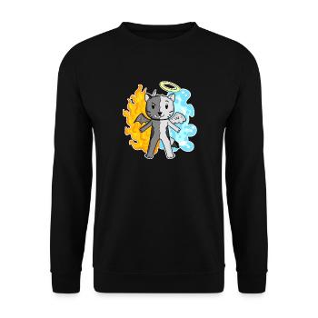 Chat Cat Breed Devon Rex - Ange et Diable - Sweat-shirt Unisexe - noir - Devant - Alina (178cm) & Michal (187cm)