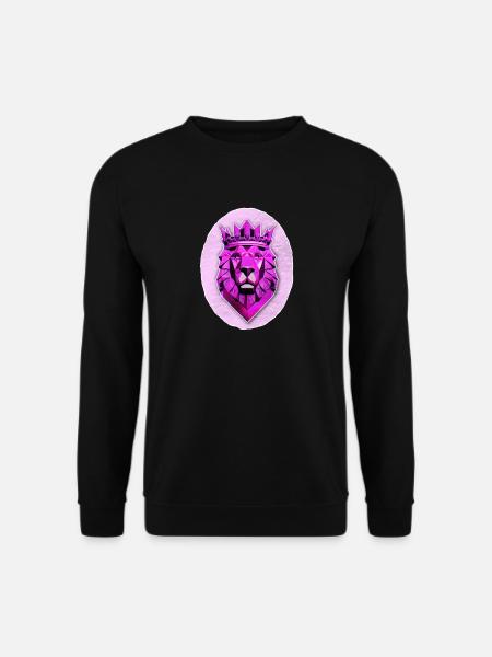 Geometrischer Löwe mit Magenta-Krone - Unisex Pullover - Schwarz