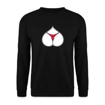 Arsch Herz Liebe - Unisex Pullover - Schwarz - Vorne - Alina (178cm) & Michal (187cm)