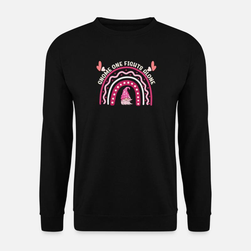 Gnome One Fights Alone Brustkrebs - Unisex Pullover - Schwarz