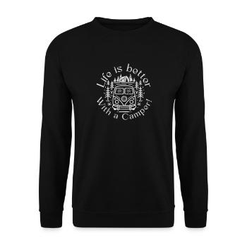 Life is better with a camper - Camping Tee - Unisex Pullover - Schwarz - Vorne - Alina (178cm) & Michal (187cm)