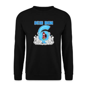 Junge 6 Jahre alt - Ich bin 6 - 6. Geburtstag - Unisex Pullover - Schwarz - Vorne - Alina (178cm) & Michal (187cm)