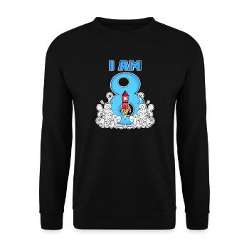 Junge 8 Jahre alt - 8. Geburtstag Geschenk - Unisex Pullover - Schwarz - Vorne - Alina (178cm) & Michal (187cm)