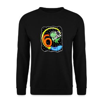 Jeune astronaute dinosaure de 6 ans - Sweat-shirt Unisexe - noir - Devant - Alina (178cm) & Michal (187cm)