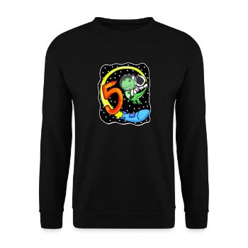 Jeune astronaute dinosaure de 5 ans - Sweat-shirt Unisexe - noir - Devant - Alina (178cm) & Michal (187cm)